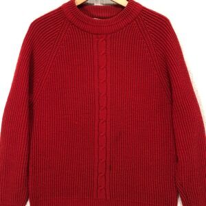 The‎ Mens Store at Sears Red Cable Knit Acrylic Sweater XL Raglan Sleeve